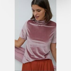 Anthropologie Krisha Velvet Mock Neck Top Size Small
